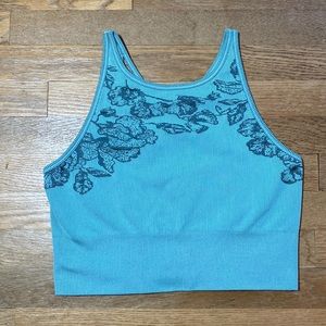 Athleta Aurora Seamless High Neck Crop Tank EUC, green